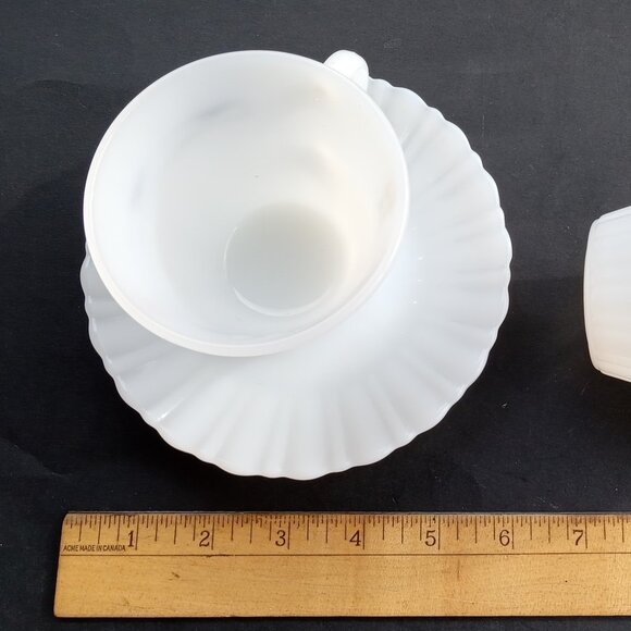 VTG MCM Opal Milk Glass 2 Cups w/Saucers Termocrisa Rare Fire King Pyrex - Picture 10 of 16